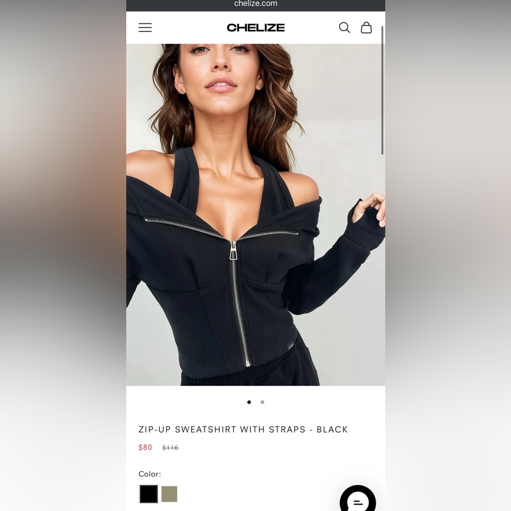 Black Zip-Up Sweatshirt - Chelize - brand new, never worn